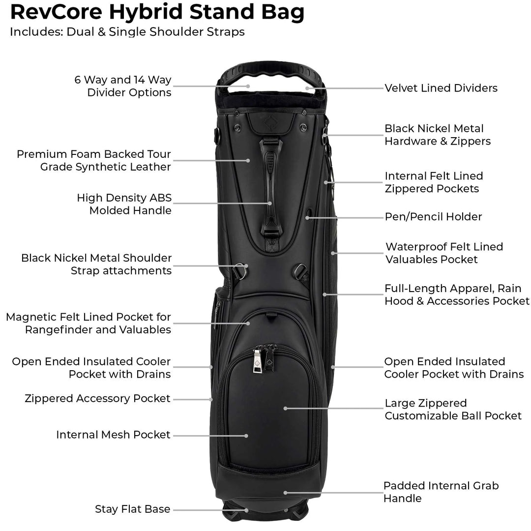 2026 CaddyDaddy Revcore LUX Golf Hybrid Stand Bag - 14 Way Divider - Deep Grey
