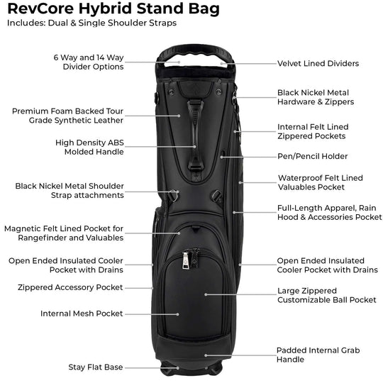 2026 CaddyDaddy Revcore LUX Golf Hybrid Stand Bag - 14 Way Divider - Deep Grey