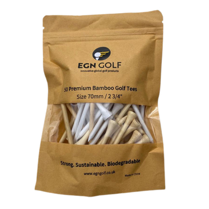Bamboo Golf Tees by EGN Golf Pack of 50